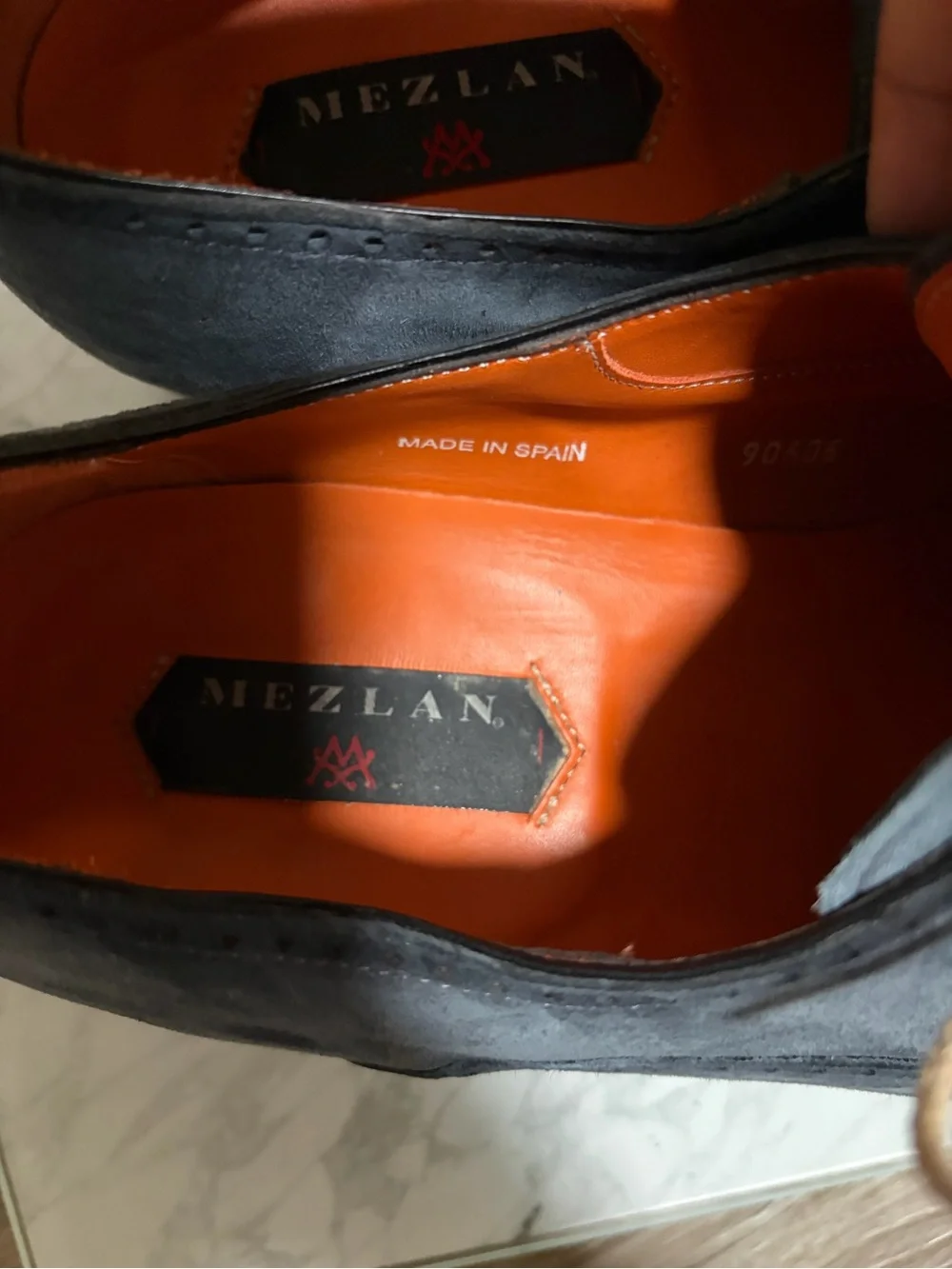 Mezlan Slate Gray Suede Lace-Up Dress Shoes with Orange Interior